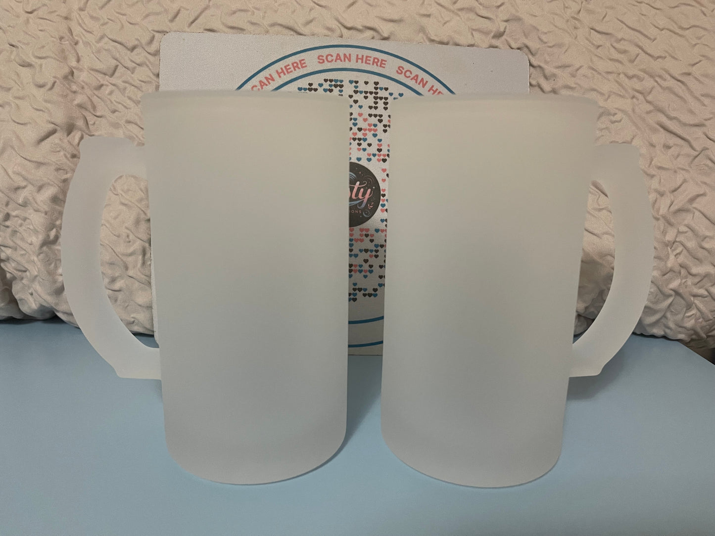 16oz Frosted Glass Beer Mug With Handle sublimation