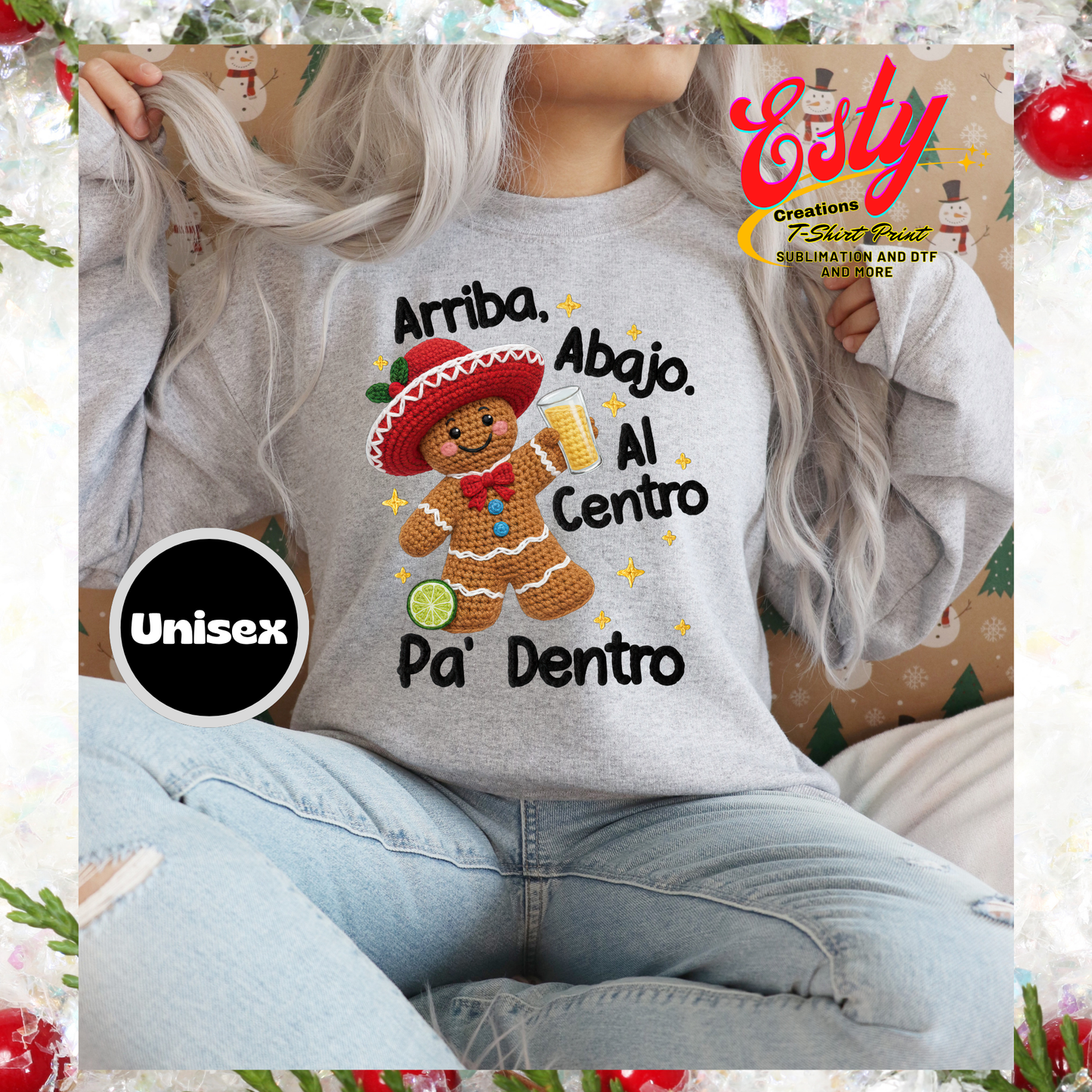 Arriba abajo al centro pa dentro Sweatshirt suéter custom/personalizados/christmas